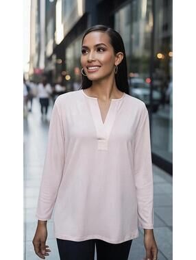 BANANA REBUPLIC NWT Womens V-Neck 3/4 Sleeve Lightweight Stretch Top In Pink-Med